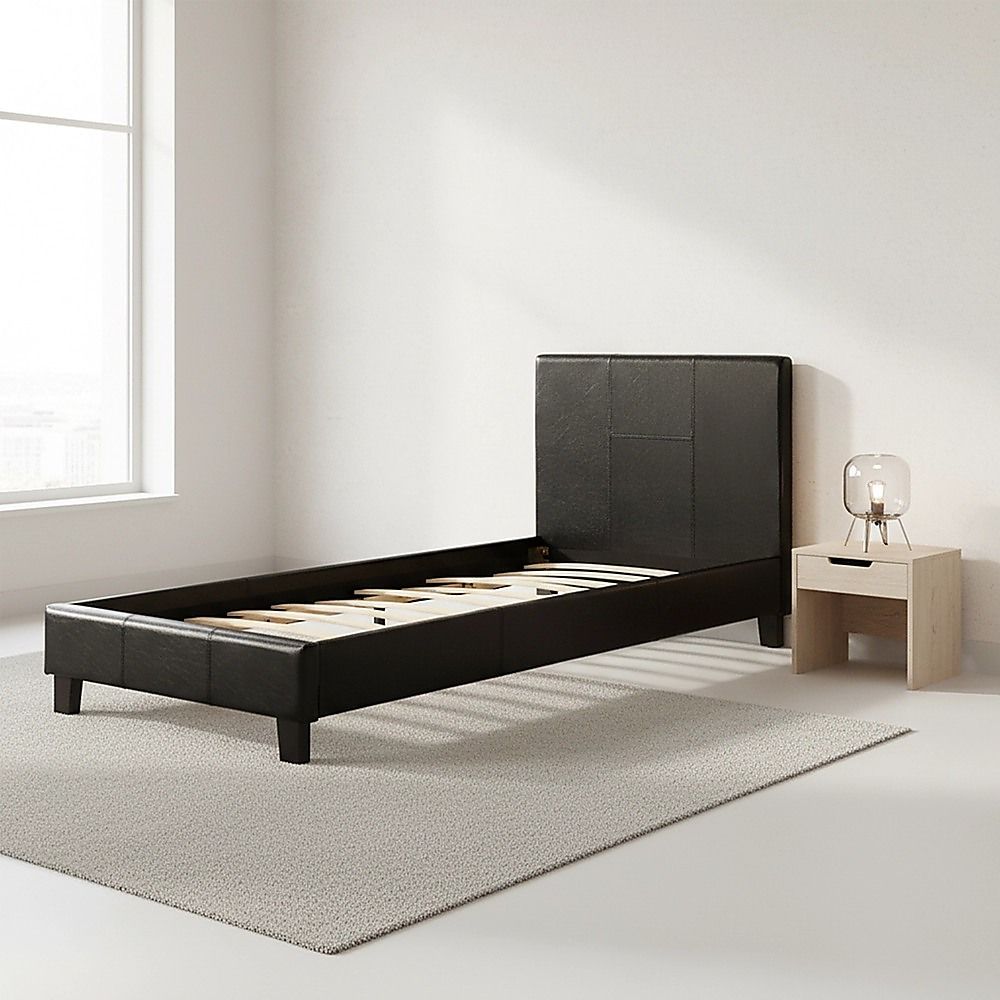 Single PU Leather Bed Frame Black