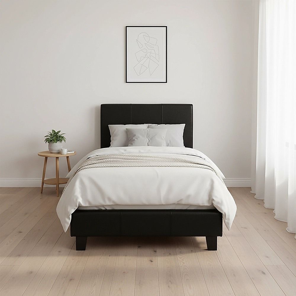 Single PU Leather Bed Frame Black