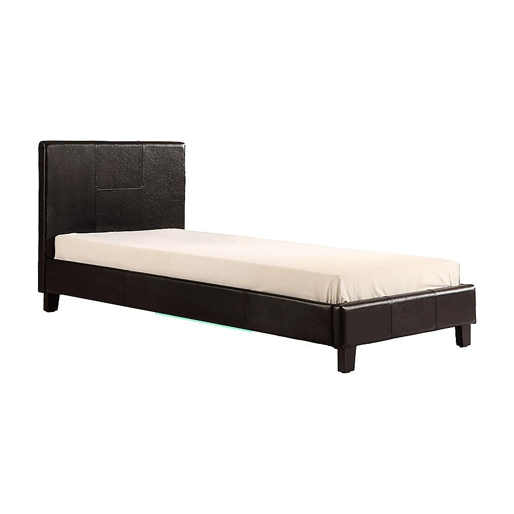 Single PU Leather Bed Frame Black