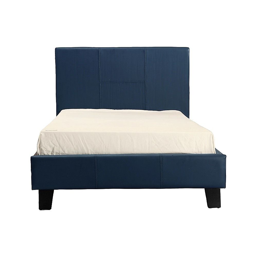 Single PU Leather Bed Frame Blue