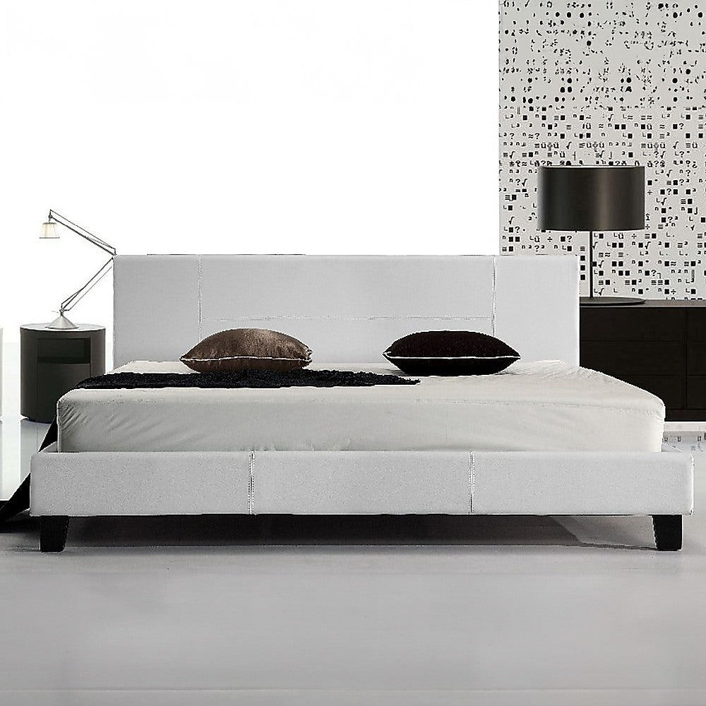 King PU Leather Bed Frame White