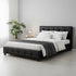 Queen PU Leather Deluxe Bed Frame Black