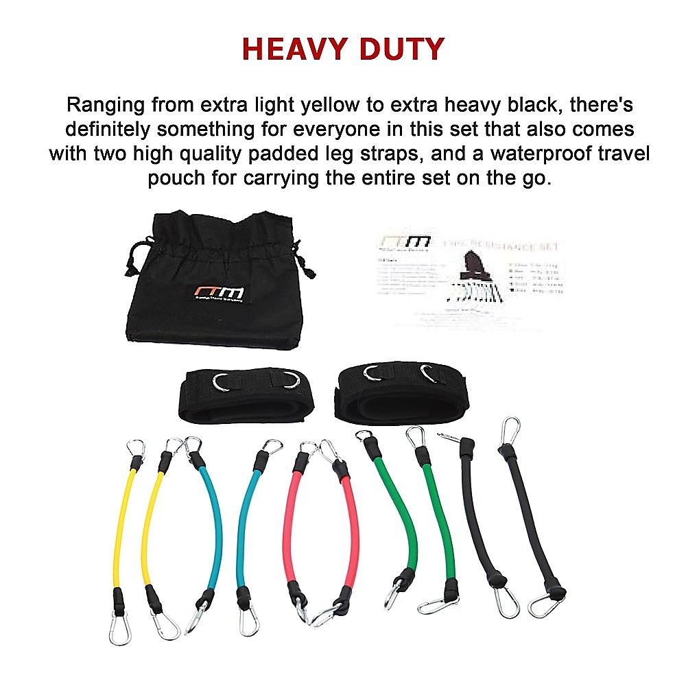 13 Piece Resistance Bands Set Latex Exercise Tubes Handles Leg Bands Home Gym