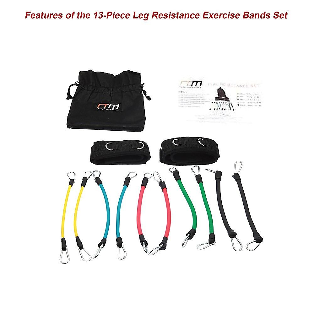 13 Piece Resistance Bands Set Latex Exercise Tubes Handles Leg Bands Home Gym
