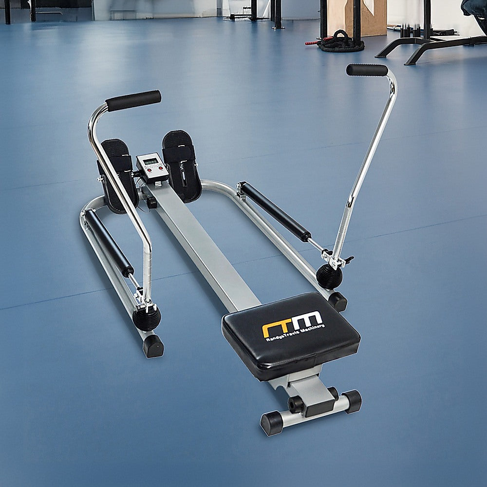 Hydraulic Rowing Machine Rower with LCD Display, 100kg Capacity, 2 x AA