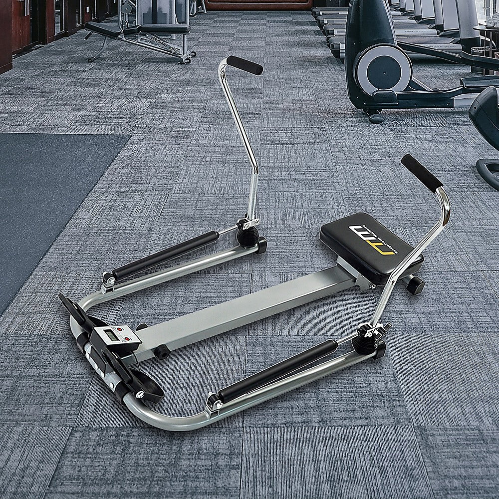 Hydraulic Rowing Machine Rower with LCD Display, 100kg Capacity, 2 x AA