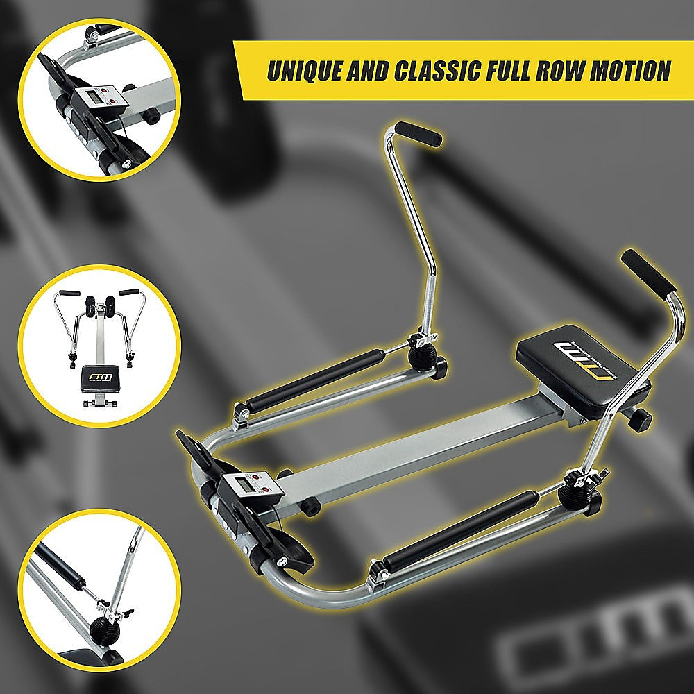 Hydraulic Rowing Machine Rower with LCD Display, 100kg Capacity, 2 x AA