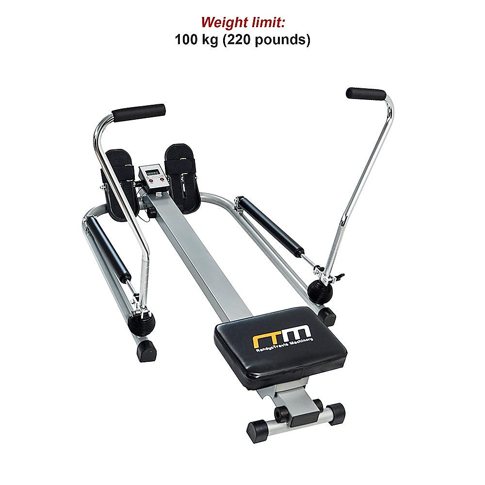 Hydraulic Rowing Machine Rower with LCD Display, 100kg Capacity, 2 x AA