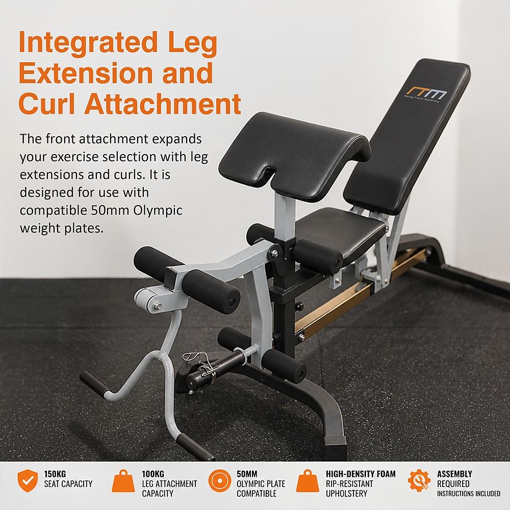FID Adjustable Weight Bench Press with Flat Incline Decline and Leg Extension