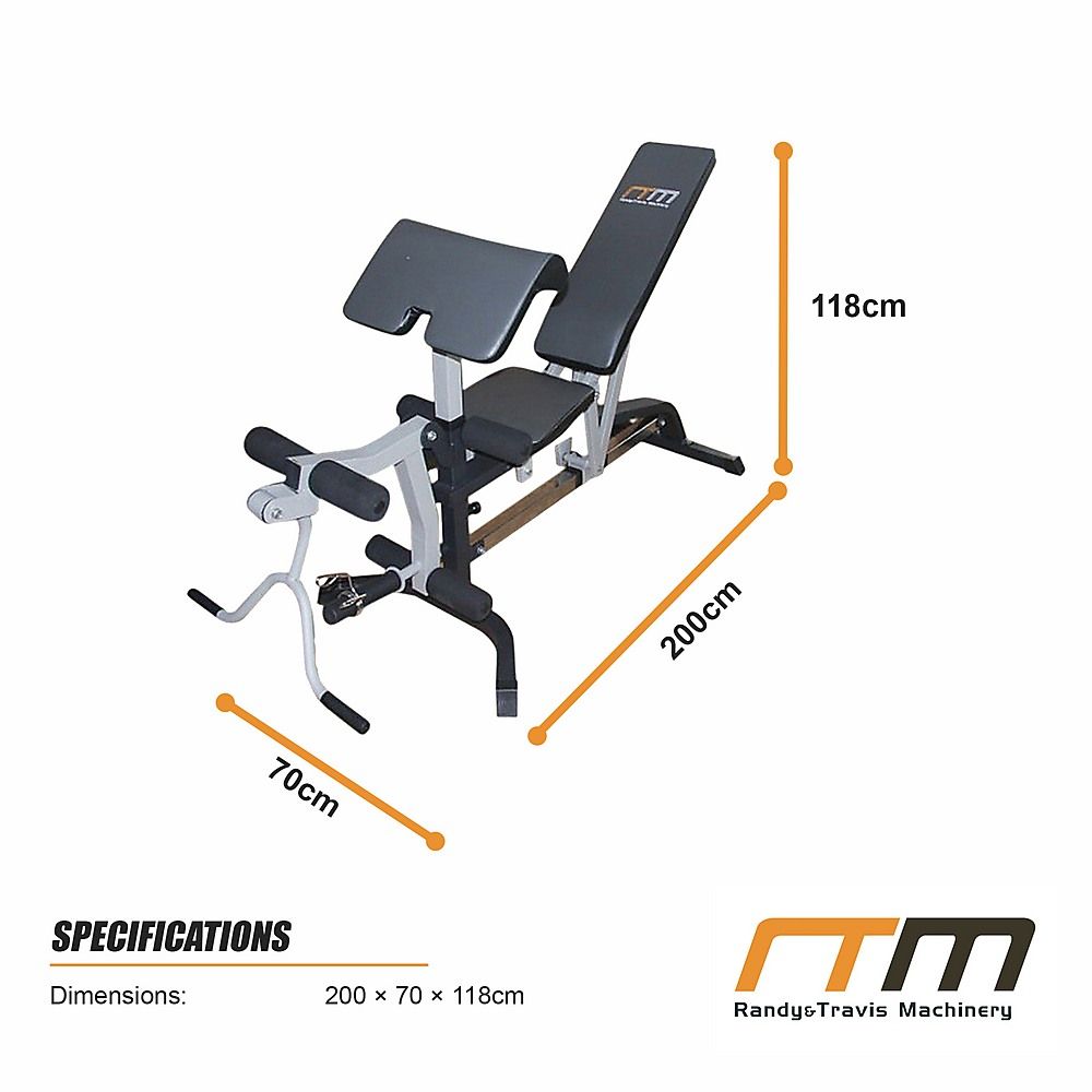 FID Adjustable Weight Bench Press with Flat Incline Decline and Leg Extension