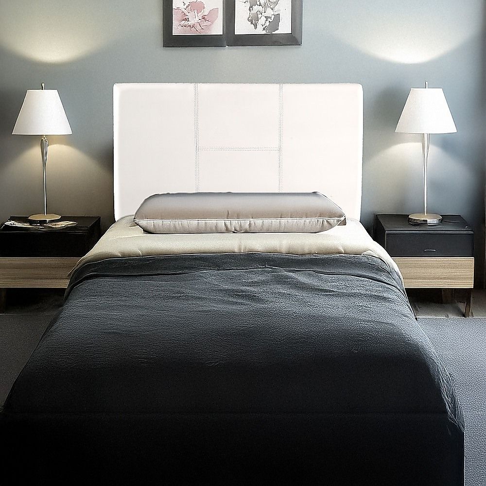 Designer Stitched PU Leather Single Bed Headboard, White, 980x560mm Size
