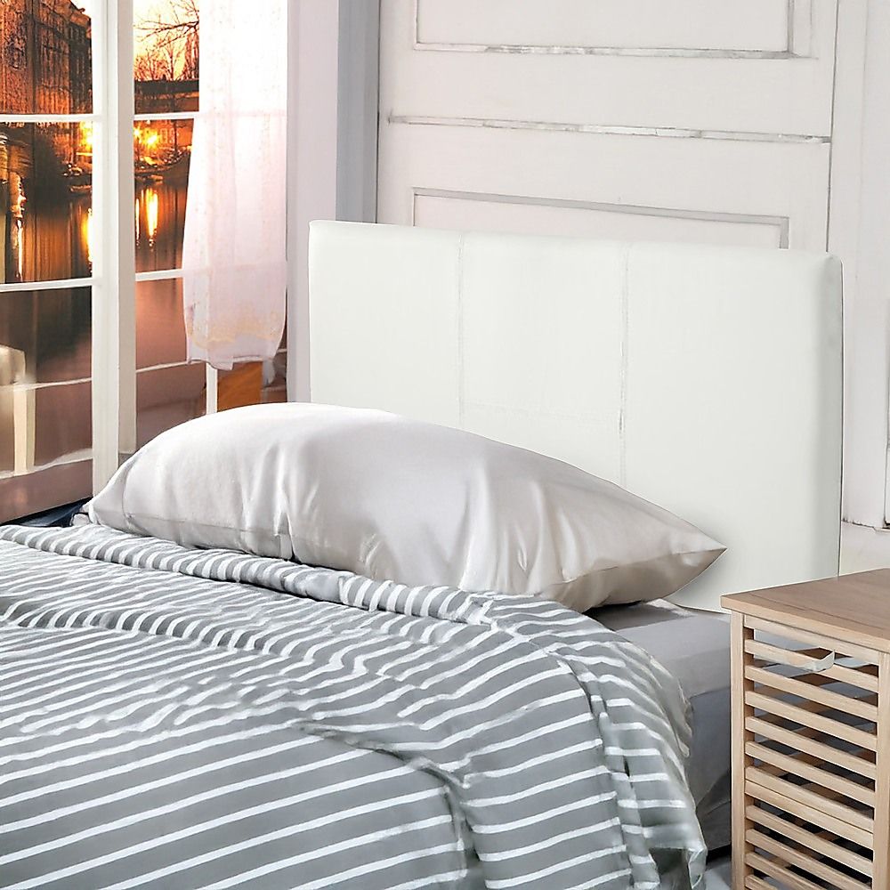 Designer Stitched PU Leather Single Bed Headboard, White, 980x560mm Size