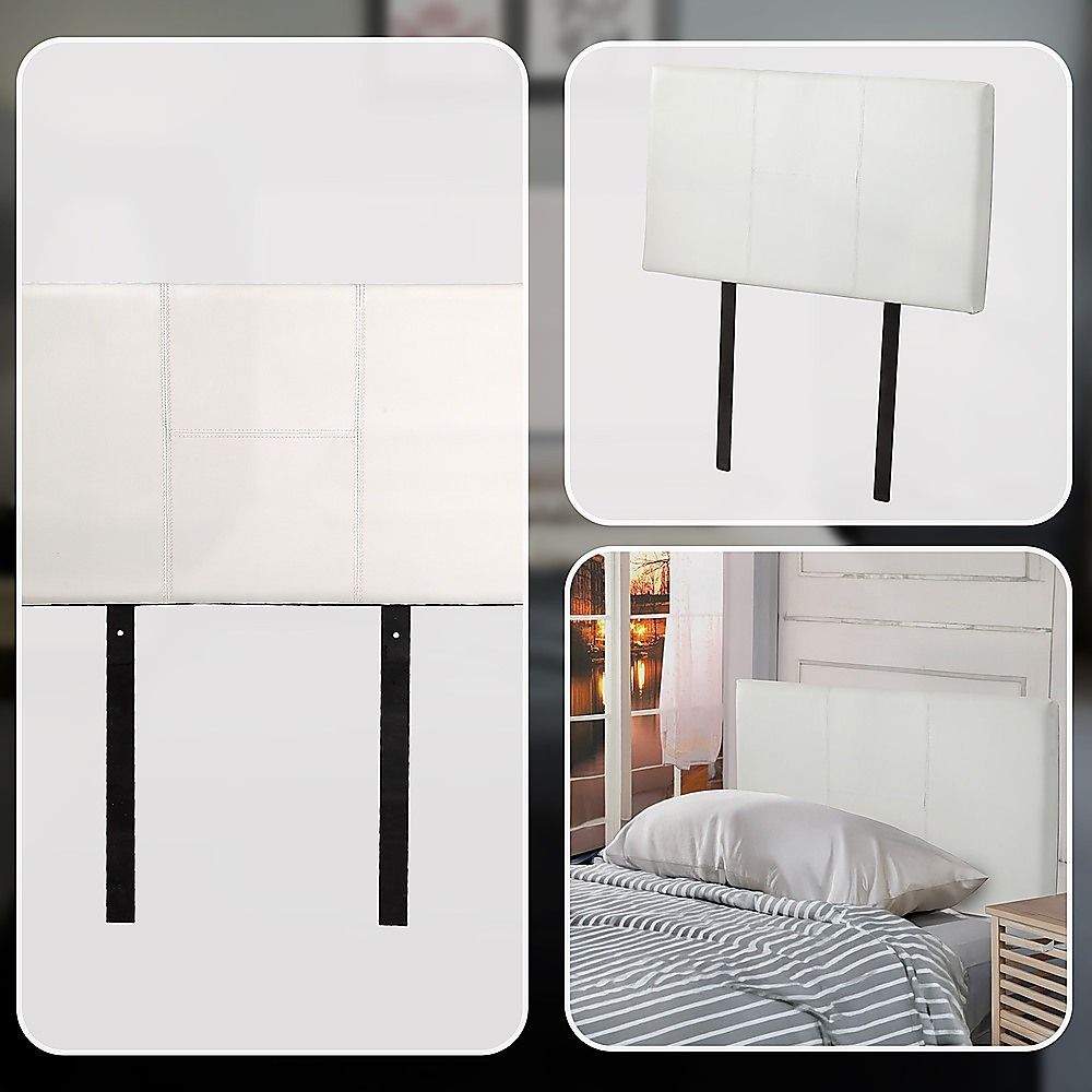 Designer Stitched PU Leather Single Bed Headboard, White, 980x560mm Size