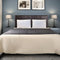 Queen Bed Headboard Brown PU Leather Stitched Adjustable Height