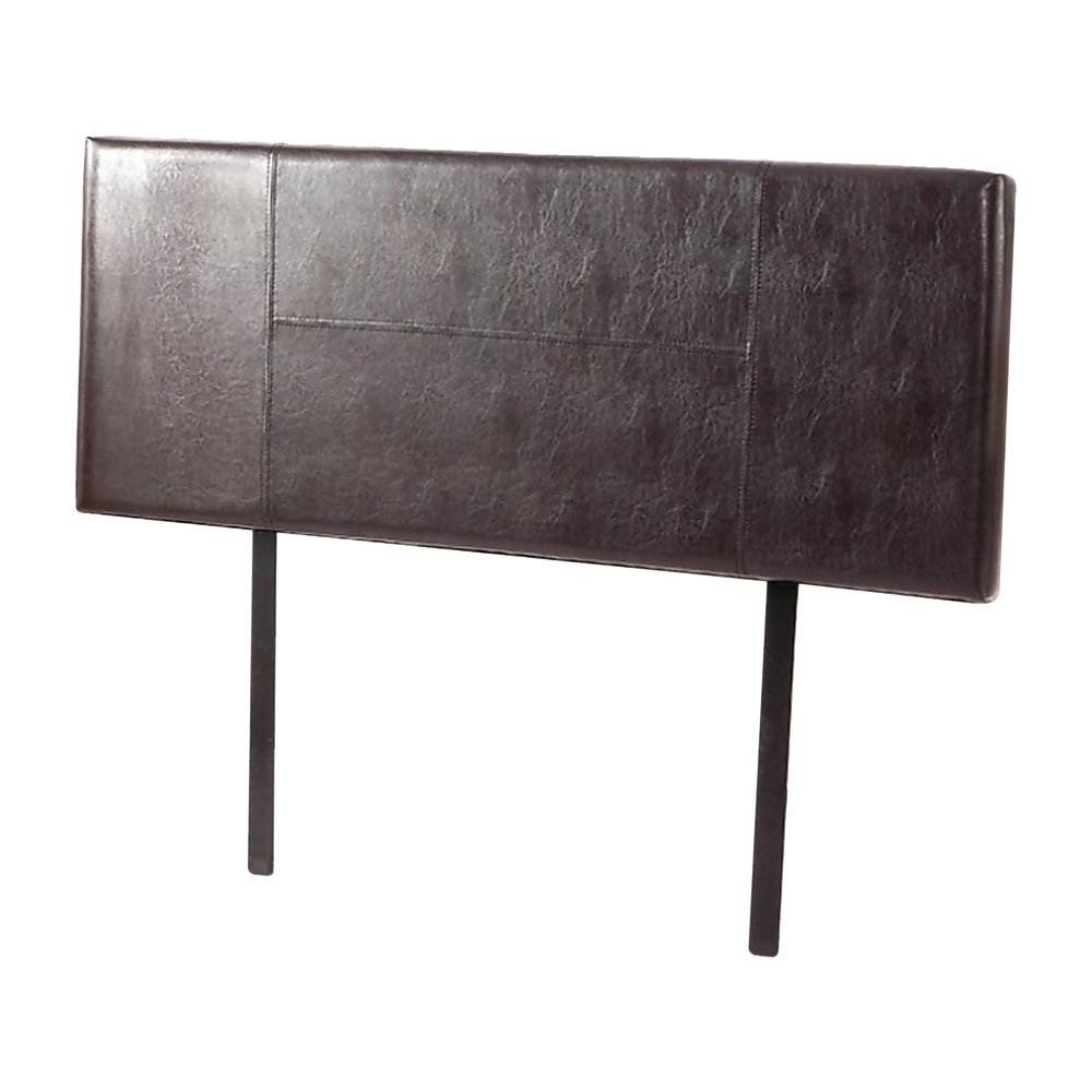 Queen Bed Headboard Brown PU Leather Stitched Adjustable Height