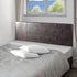 Queen Bed Headboard Brown PU Leather Stitched Adjustable Height