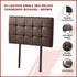 Designer Tufted Single Bed Headboard in PU Leather, 65mm Thick, Brown Tone