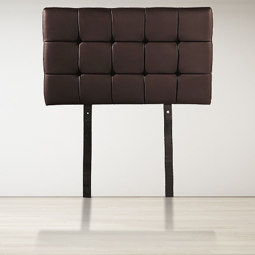 Designer Tufted Single Bed Headboard in PU Leather, 65mm Thick, Brown Tone