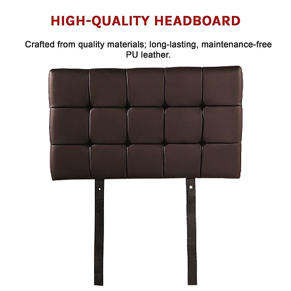 Designer Tufted Single Bed Headboard in PU Leather, 65mm Thick, Brown Tone