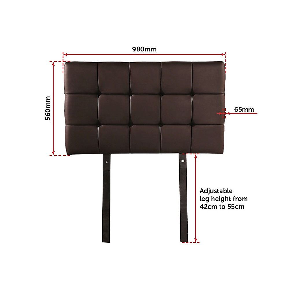Designer Tufted Single Bed Headboard in PU Leather, 65mm Thick, Brown Tone