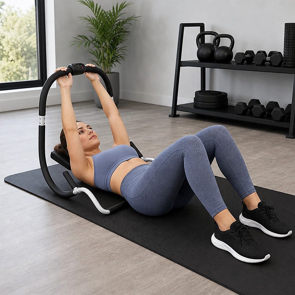 Ab Crunch Machine Ab Roller with Digital Counter Core Trainer Home Gym