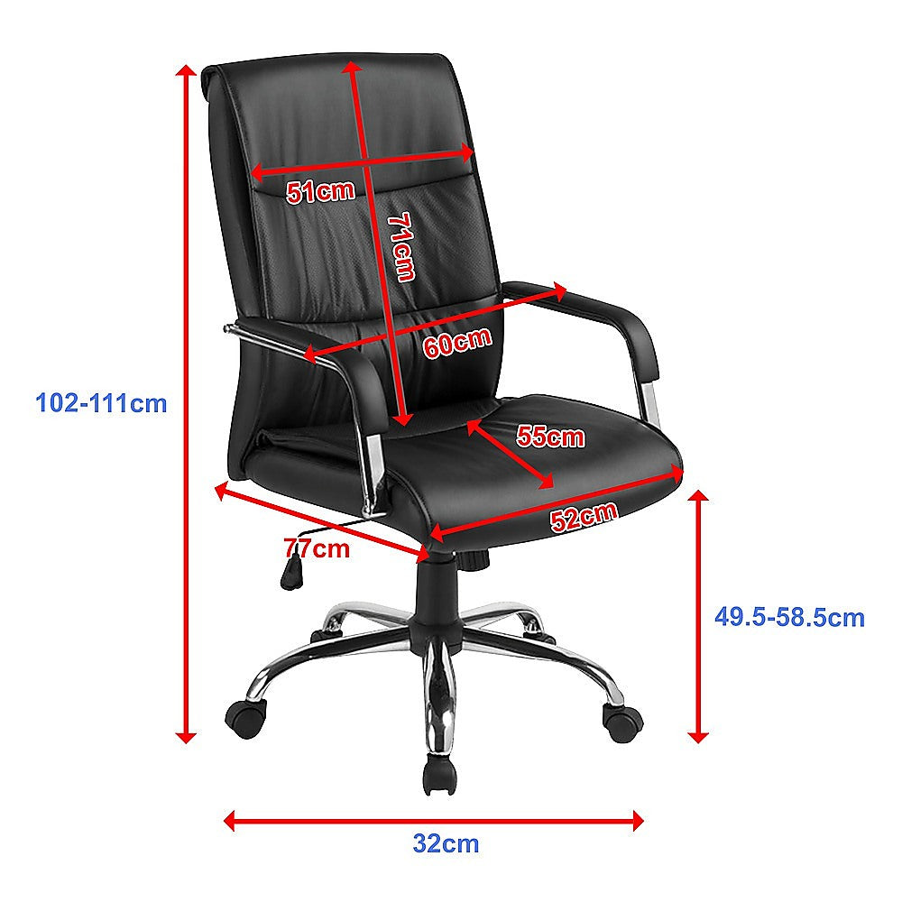 PU Leather Office Chair – Ergonomic Executive Swivel Desk Chair with Padded Seat in Black