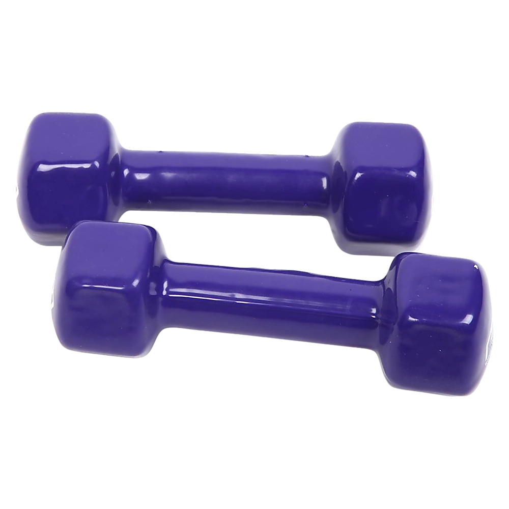 2kg Dumbbells Pair, PVC Rubber Coated, Hexagonal Design, Cast Iron Build
