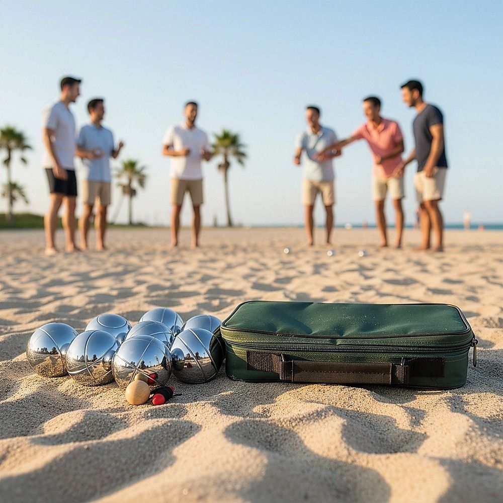 Deluxe Boules Bocce Ball Set 8 Alloy Balls with Carry Bag & Jack