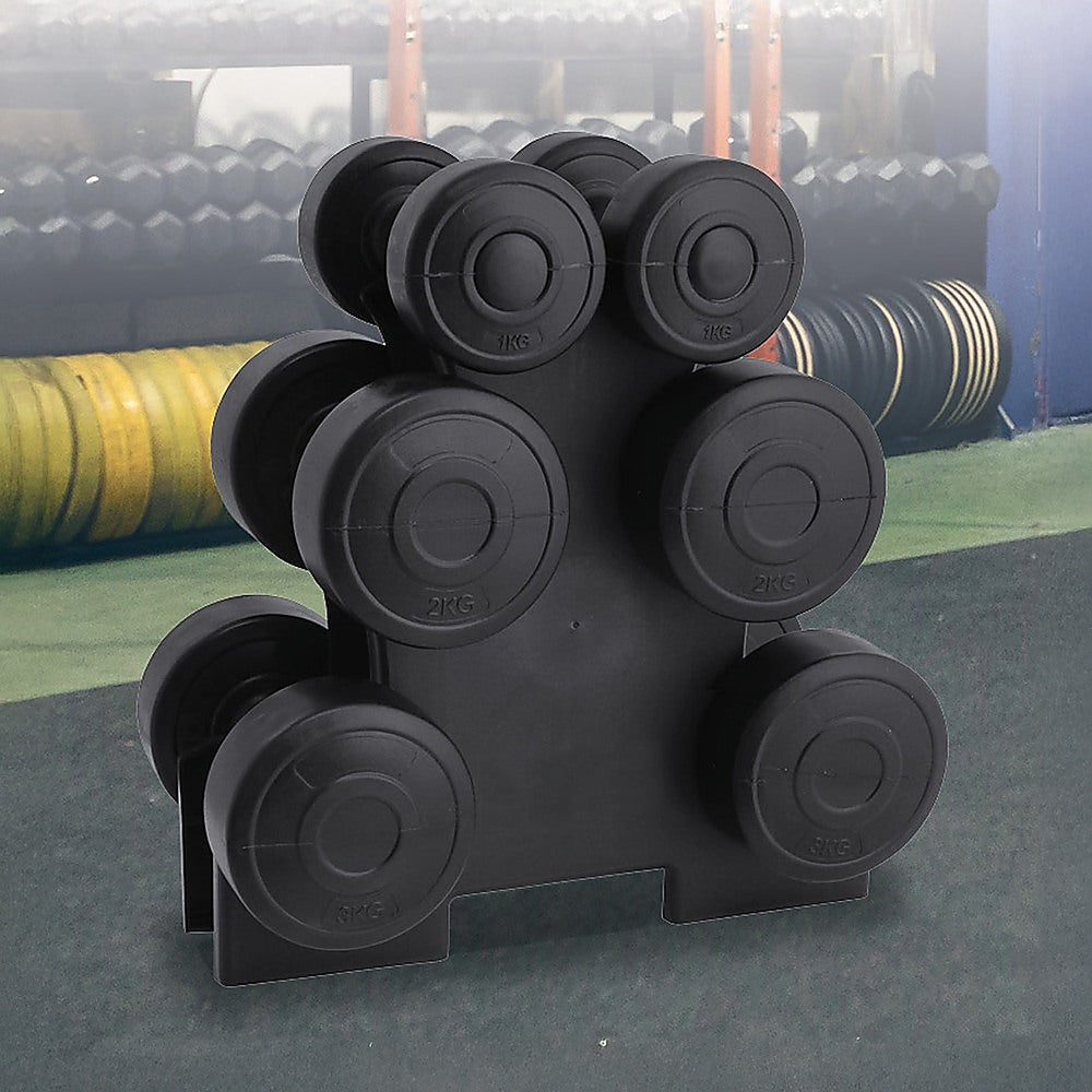 12kg Dumbbell Weights Set with Rack for Home Gym Training
