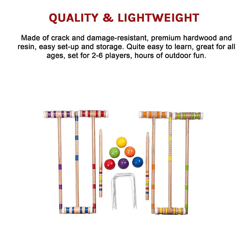 6 Player Croquet Set Outdoor Lawn Game Complete Family Garden Sports Kit
