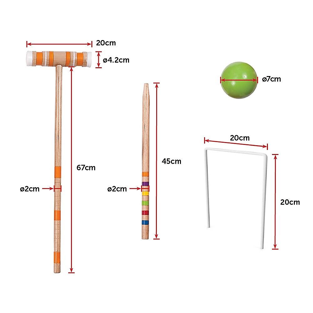 6 Player Croquet Set Outdoor Lawn Game Complete Family Garden Sports Kit