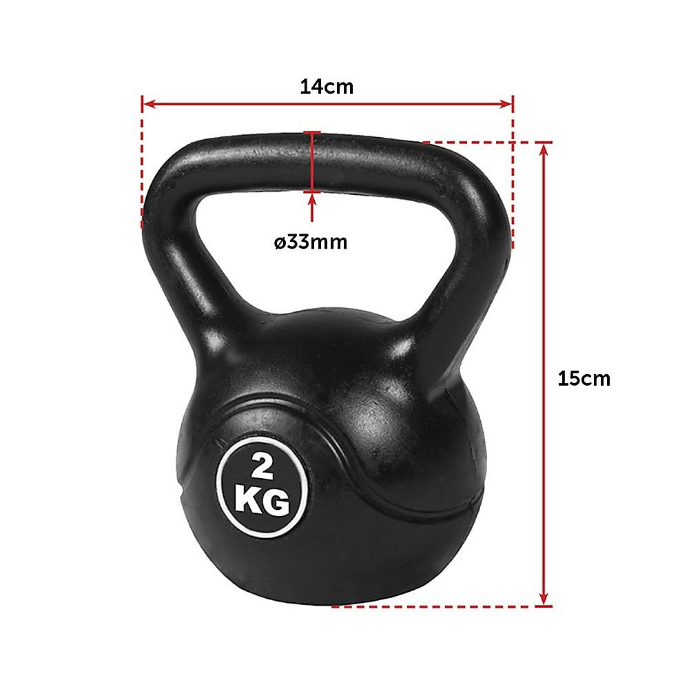 4-Piece Exercise Kettlebell Weight Set, 2-8kg, Black, Cast Iron Build Kit