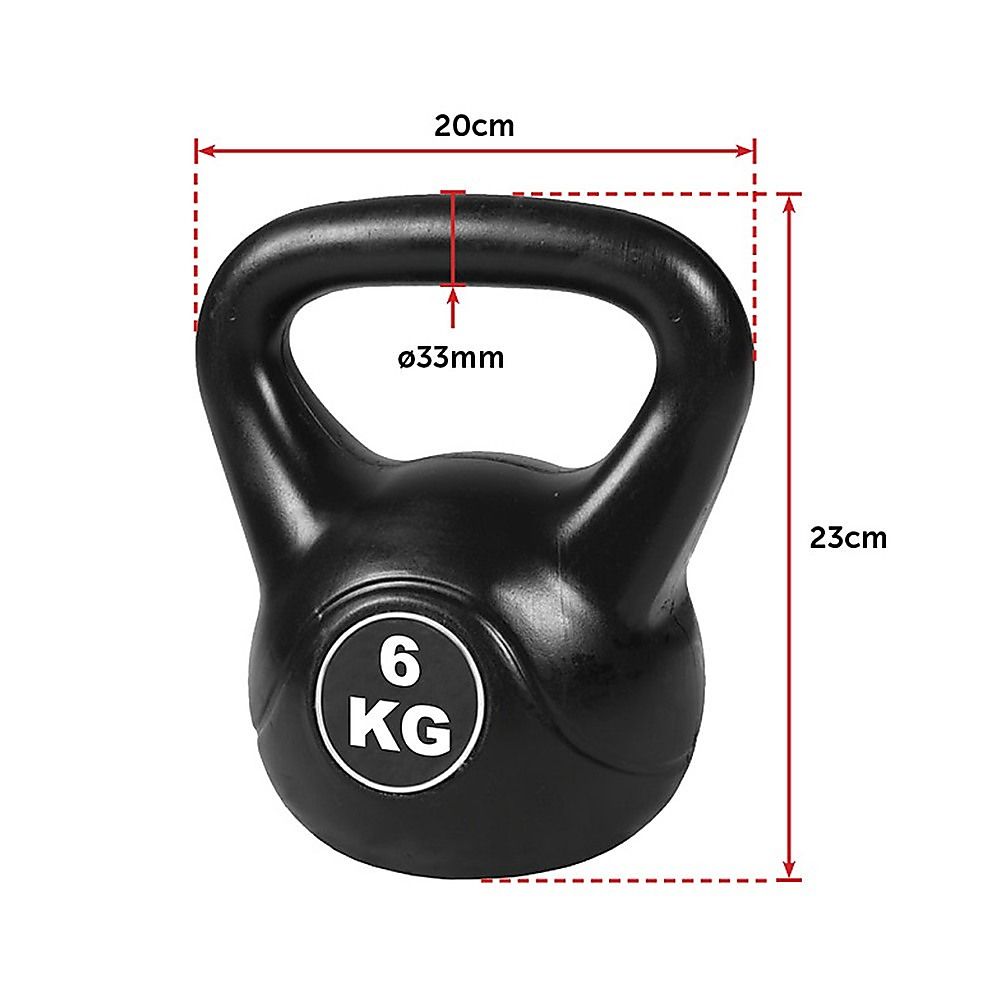 4-Piece Exercise Kettlebell Weight Set, 2-8kg, Black, Cast Iron Build Kit