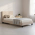 Single Linen Fabric Bed Frame Beige