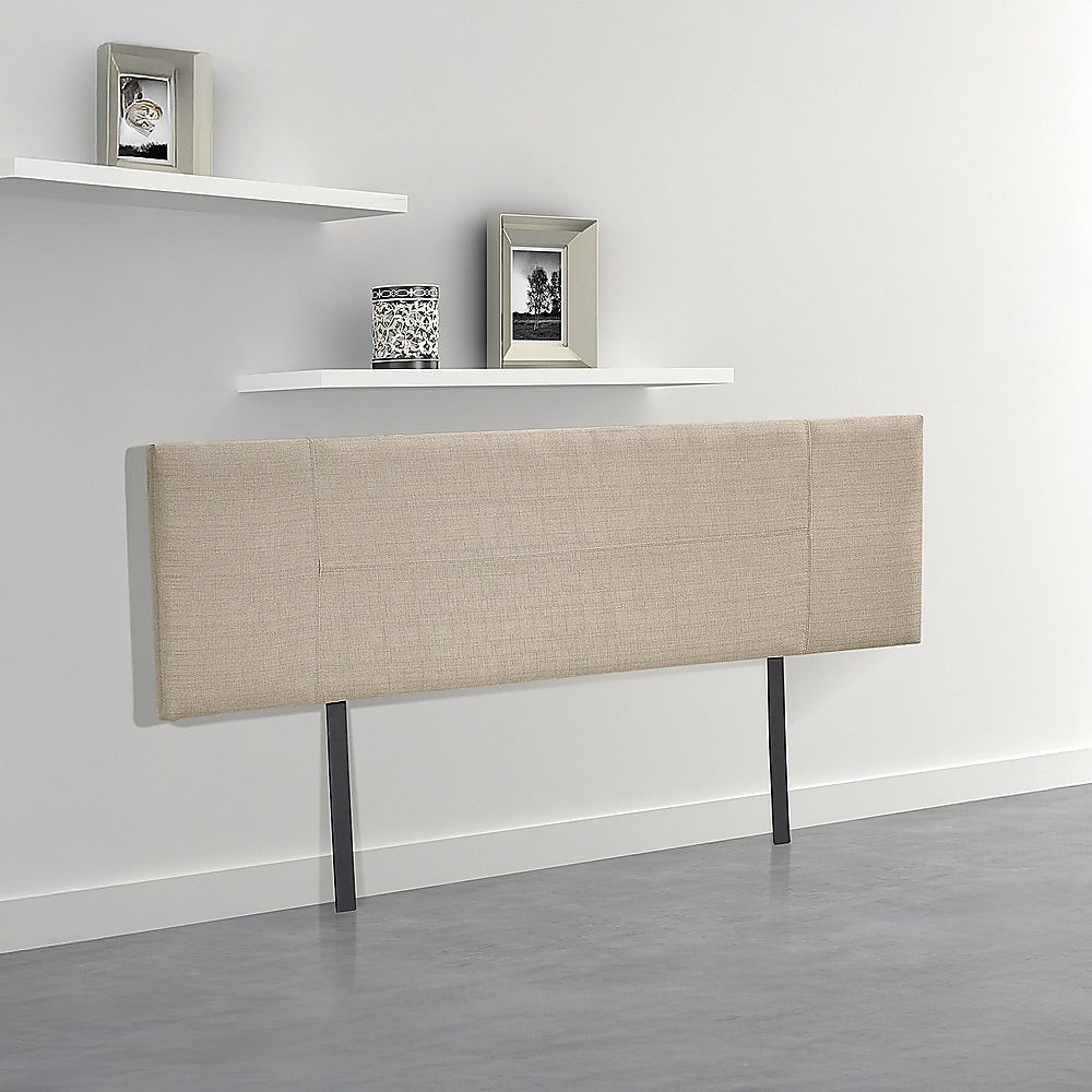 Linen Fabric King Bed Headboard Bedhead - Beige