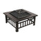 18-Inch Square Metal Fire Pit Outdoor Heater with Mesh Screen Lid, 10.89kg