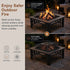 18-Inch Square Metal Fire Pit Outdoor Heater with Mesh Screen Lid, 10.89kg