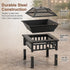 18-Inch Square Metal Fire Pit Outdoor Heater with Mesh Screen Lid, 10.89kg