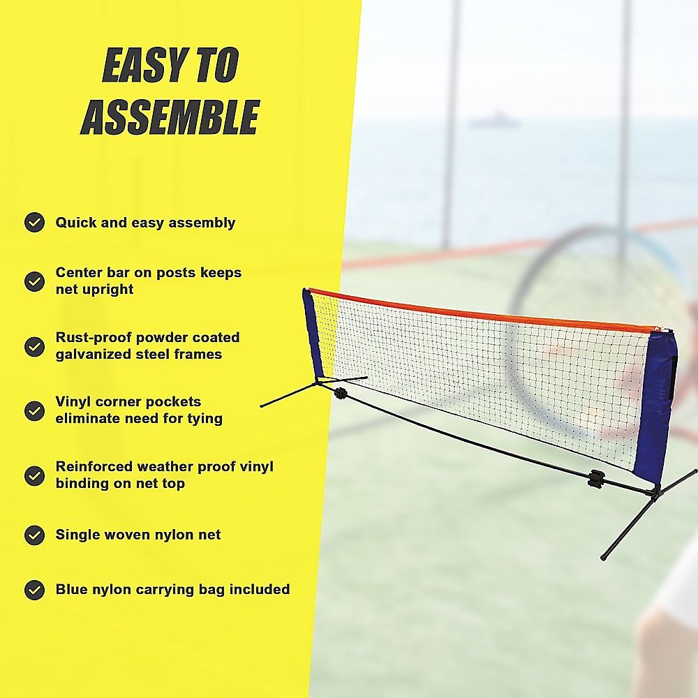 Portable Foldable 6m Tennis Net and Post Set with Steel Frame and Carry Bag
