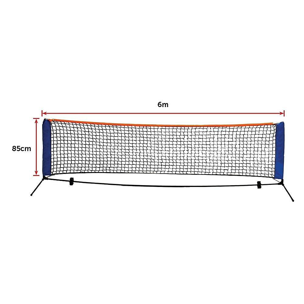 Portable Foldable 6m Tennis Net and Post Set with Steel Frame and Carry Bag