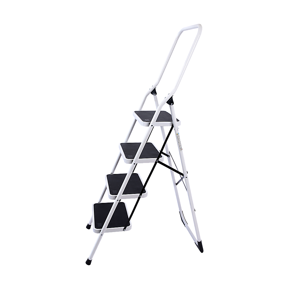 Foldable Non-Slip 4-Step Steel Ladder, 150kg Rated Per Step, Compact Fold