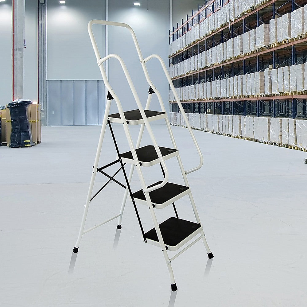 Foldable Non Slip 4 Step Steel Ladder