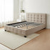 Linen Fabric Queen Deluxe Bed Frame Beige