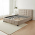 Linen Fabric Queen Deluxe Bed Frame Beige