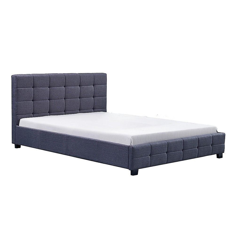 Linen Fabric Queen Deluxe Bed Frame Grey