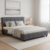 Linen Fabric Queen Deluxe Bed Frame Grey