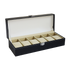 6 Slot Mens Watch Display Case Box Black PU Leather