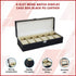 6 Slot Mens Watch Display Case Box Black PU Leather