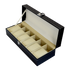6 Slot Mens Watch Display Case Box Black PU Leather