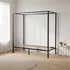 4 Four Poster Single Bed Frame Steel Construction Black 300kg Capacity
